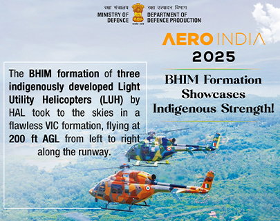 AERO INDIA 2025 - BHIM Formation Showcases Indigenous Strength!, The BHIM Formation of three indigenously developed Light Utility Helicopters (LUH) by HAL took to the skies in a flawless VIC formation, flying at 200 ft AGL from left to right along the runway.