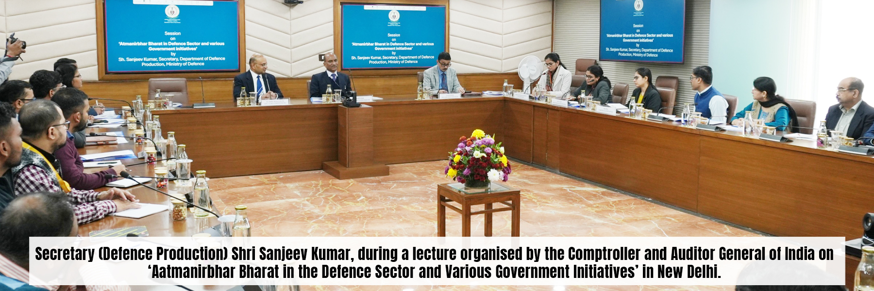 Secretary (Defence Production) Shri Sanjeev Kumar, during a lecture organised by the Comptroller and Auditor General of India on 'Aatmanirbhar Bharat in the Defence Sector and Various Government Initiatives' in New Delhi.