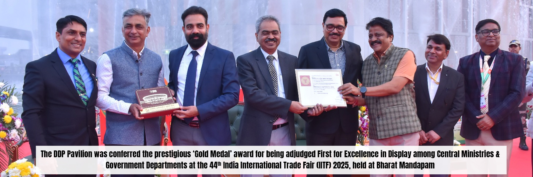 The DDP Pavilion was conferred the prestigious 'Gold Medal' award for being adjudged First for Excellence in Display among Central Ministries & Government Departments at the 44th India International Trade Fair (IITF) 2025, held at Bharat Mandapam.