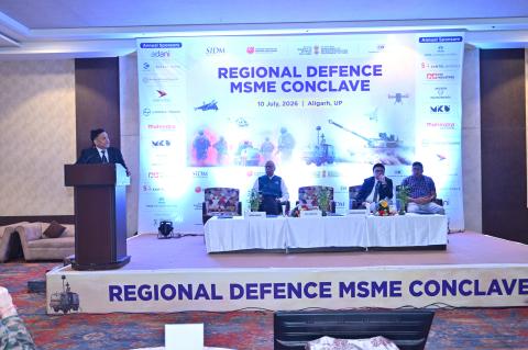 The Defence MSME Conclave 2026–27 Series, held on 10 July 2026 in Aligarh, Uttar Pradesh, witnessed insightful deliberations on ‘Empowering MSMEs towards Indigenisation, Innovation and Exports for Defence and Aerospace.’ Organised by the DDP, Ministry of Defence, in association with SIDM and supported by AWEIL.