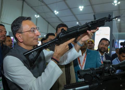 The Department of Defence Production Pavilion at the 44th IITF, held from 14–27 November 2025 at Bharat Mandapam, was jointly inaugurated by Hon’ble MoS for Commerce & Industry, Electronics & IT Shri Jitin Prasada, and Hon’ble Raksha Rajya Mantri Shri Sanjay Seth. Shri Sanjeev Kumar, Secretary (Defence Production), briefed the dignitaries on the latest advancements in India’s indigenous defence production ecosystem and the progress achieved under Aatmanirbhar Bharat. The Pavilion showcased cutting-edge land