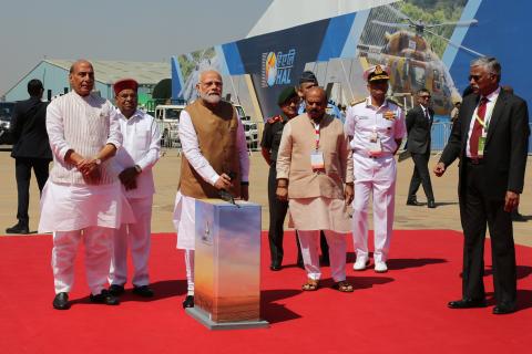 Prime Minister Shri Narendra Modi inaugurates the 'India Pavilion' at Aero India 2023 in Bengaluru.